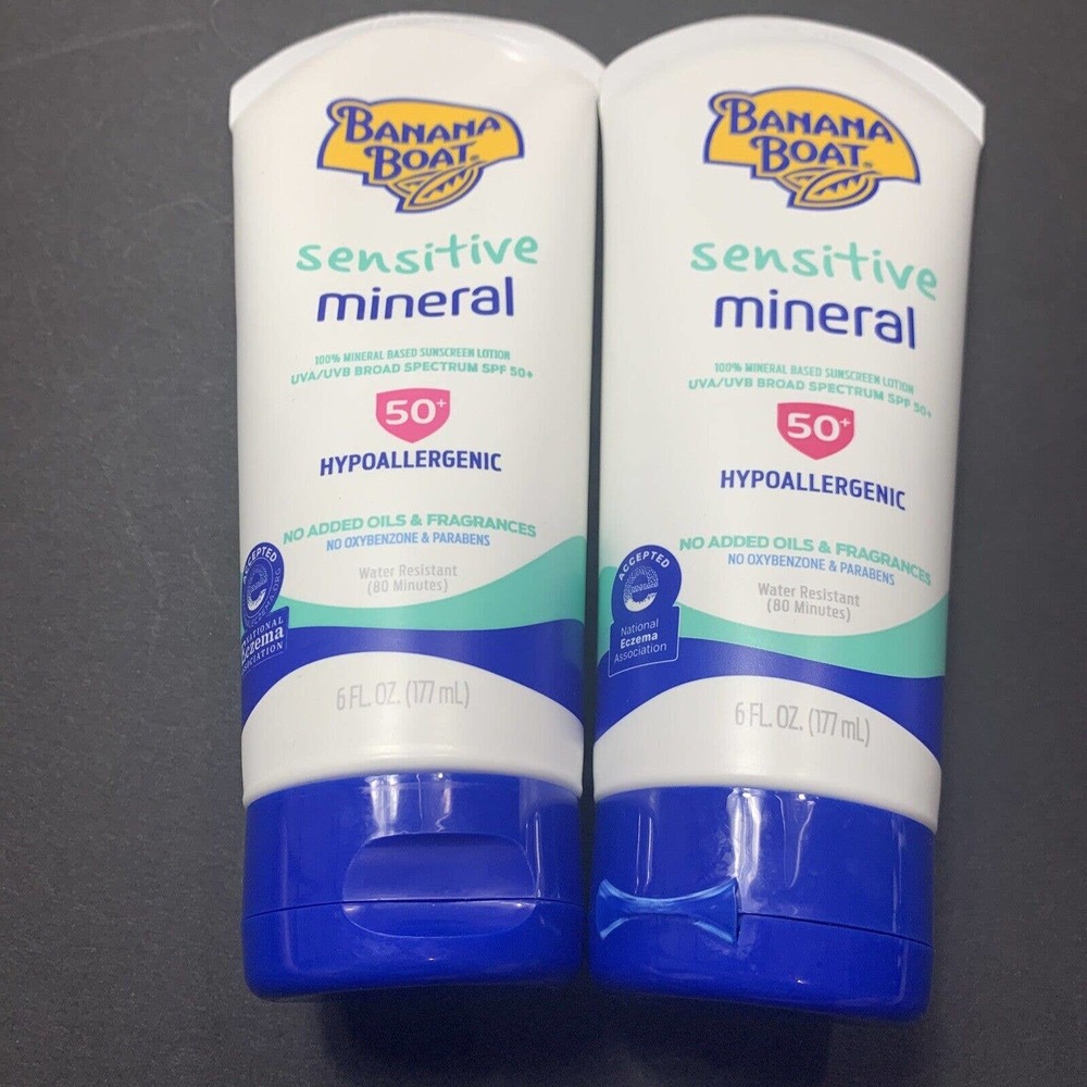 Banana Boat Simply Protect Sensitive Sunscreen Lotion SPF 50+ - Lot of 2